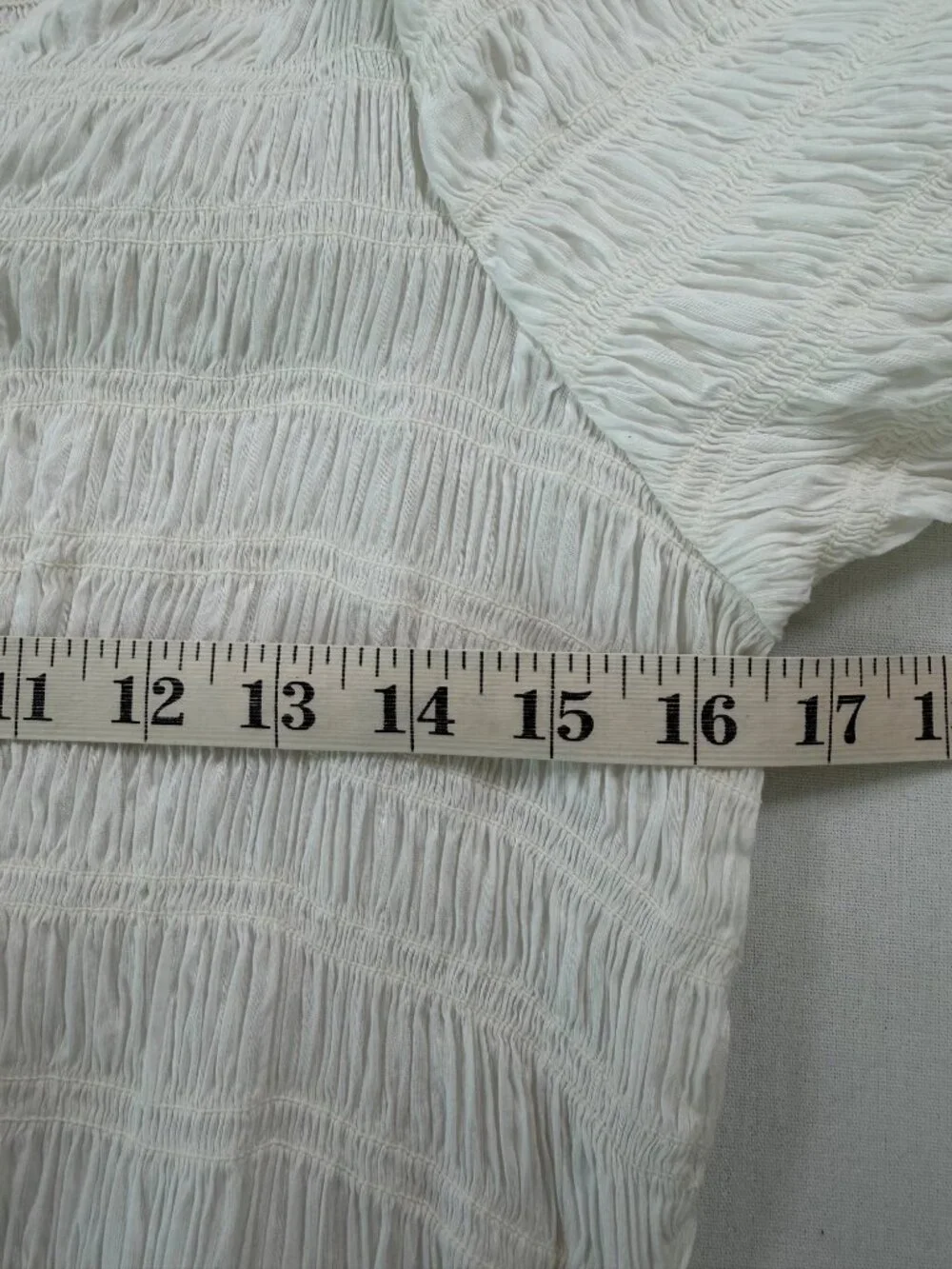 Sea New York Smocked Tiered Maxi Dress Puff Sleeves Linen Blend White Sz Medium